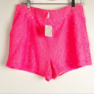 Free People women's shorts pink lace floral medium